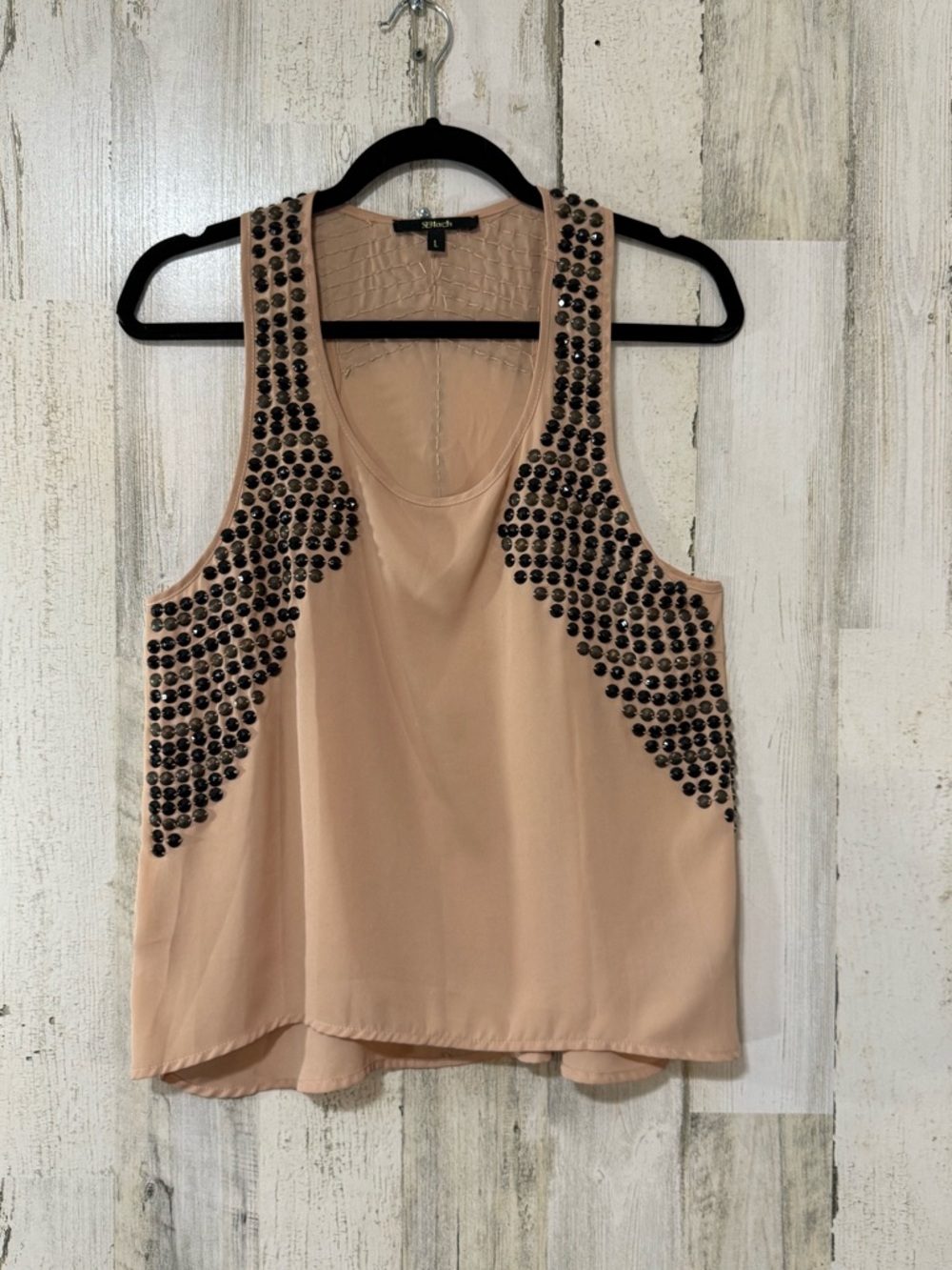 Black Blush Beaded Tank Top